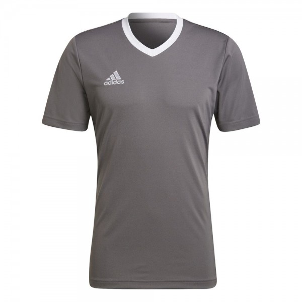 Adidas Football Soccer Entrada 22 Mens Short Sleeve Jersey Shirt V Neck Grey