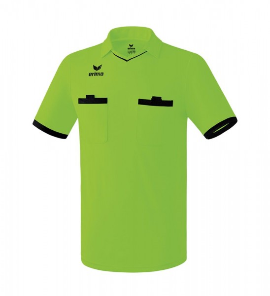 Erima Football Soccer Mens Referee Short Sleeve SS Jersey Shirt Green Black