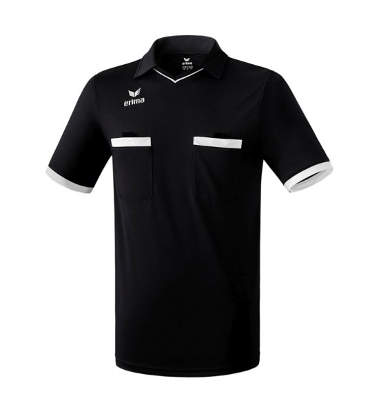 Erima Football Soccer Mens Referee Short Sleeve SS Jersey Shirt Black White