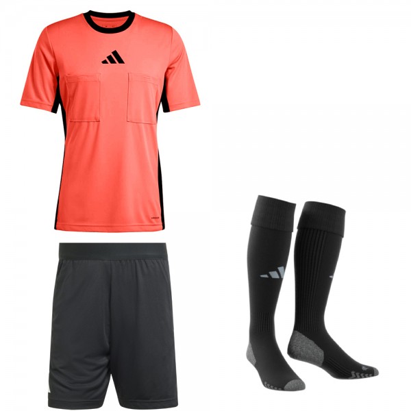 Adidas Fußball Schiedsrichter Set 24 Trikot Shorts Stutzen Herren easy coral schwarz