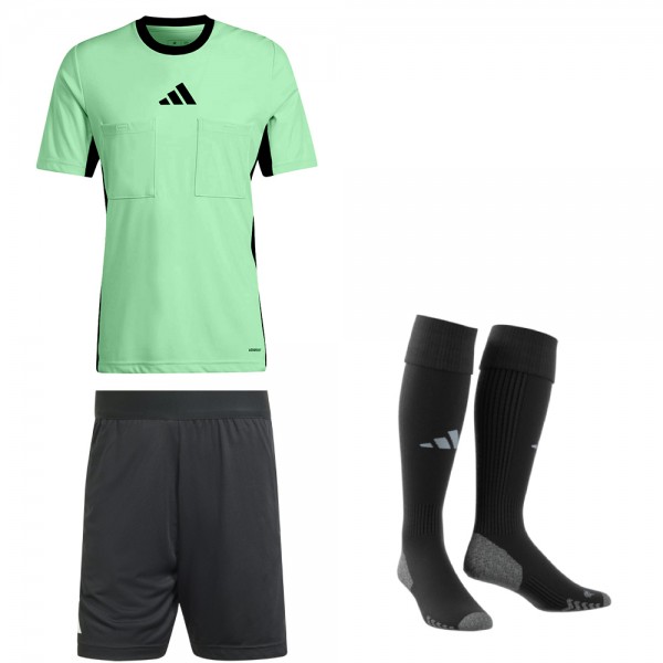 Adidas Fußball Schiedsrichter Set 24 Trikot Shorts Stutzen Herren semi grün spark schwarz
