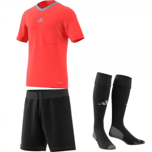 Adidas Fußball Schiedsrichter Set Trikot Shorts Stutzen Herren solar rot schwarz