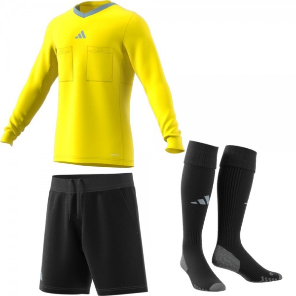 Adidas Fußball Schiedsrichter Set Langarm Trikot Shorts Stutzen Herren gelb schwarz