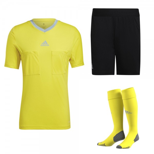 Adidas Football Mens Referee 22 Set Kit Short Sleeve Jersey Shirt Shorts Socks