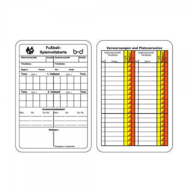 B+D Football Soccer Referee Game Note Cards English 50 pcs