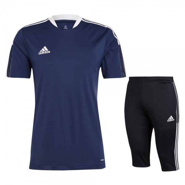 Adidas Football Soccer Tiro 21 Kids Training Kit Jersey Shirt 3/4 Pants Bottoms