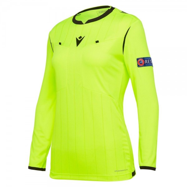 Macron Football Soccer UEFA Referee 19 Women Ladies Long Sleeve Shirt Jersey Top