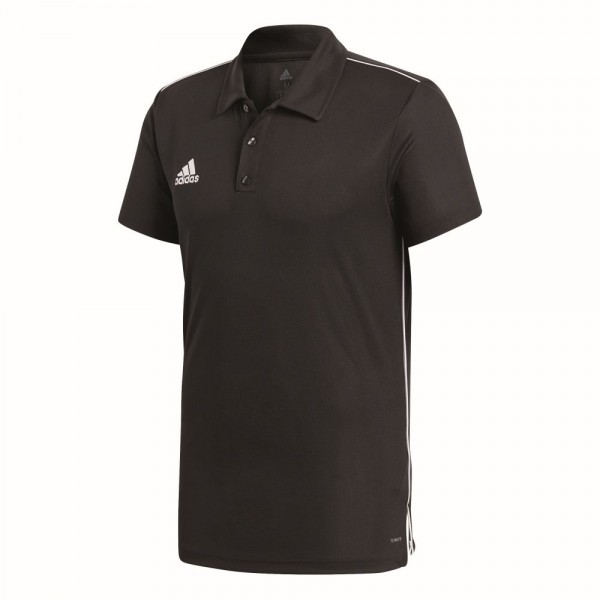 Adidas Kids Core 18 Sports Football Soccer Short Sleeve Polo Shirt Top Black