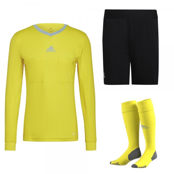 Adidas Football Mens Referee 22 Set Kit Long Sleeve Jersey Shirt Shorts Socks